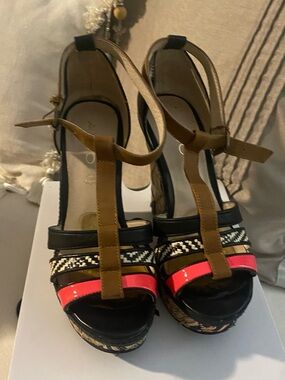 Aldo’s Women’s Multi-Color T-Strap Platform Sandals